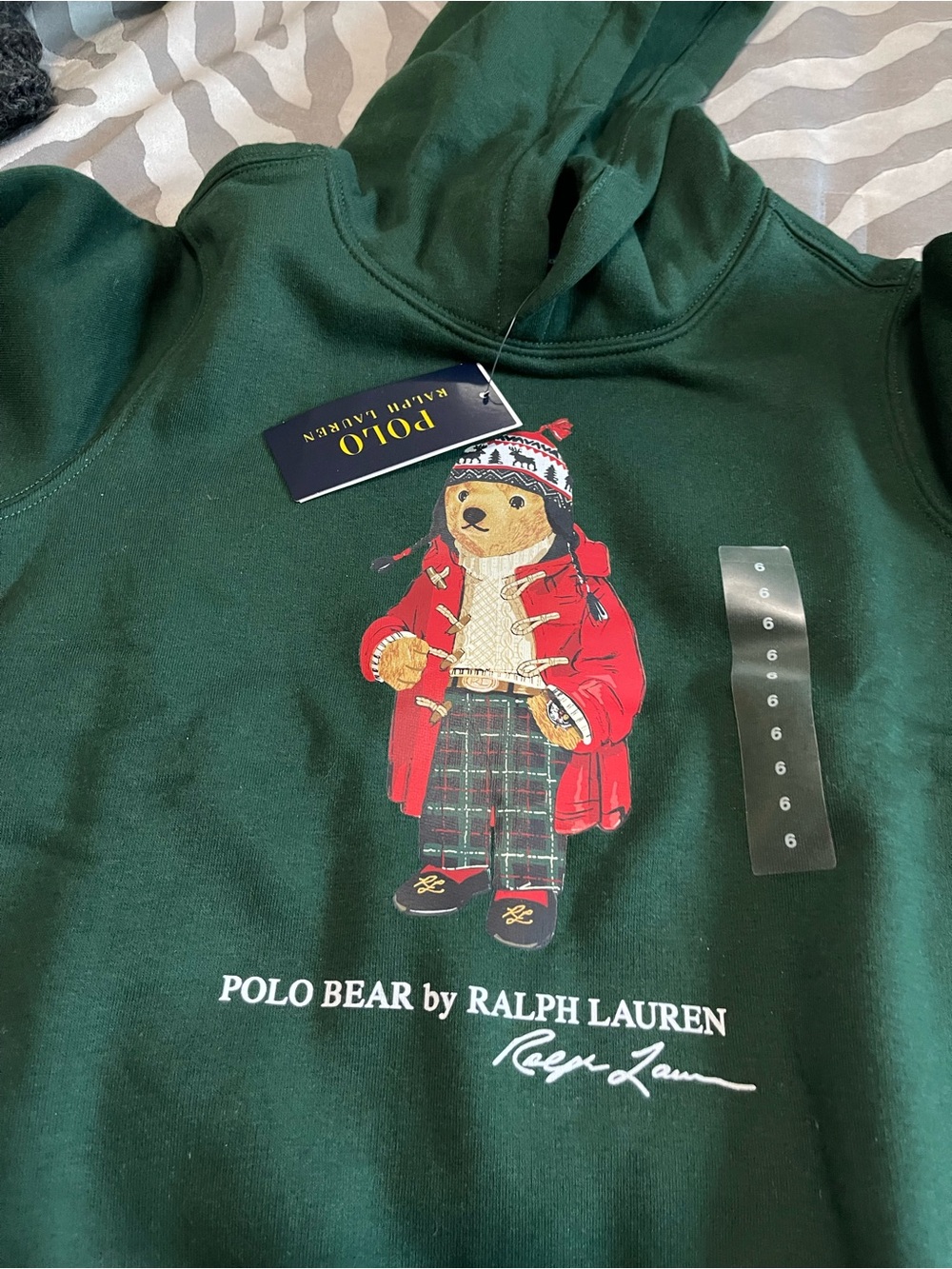 Polo by Ralph Lauren Forest Green Hooded Sweatshirt with Polo Bear Graphic